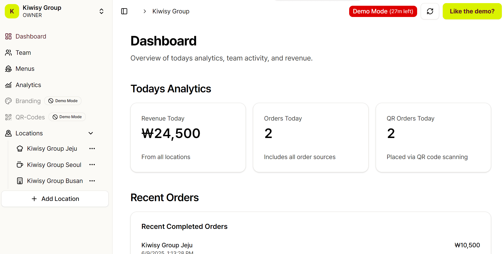 Kiwisy Dashboard